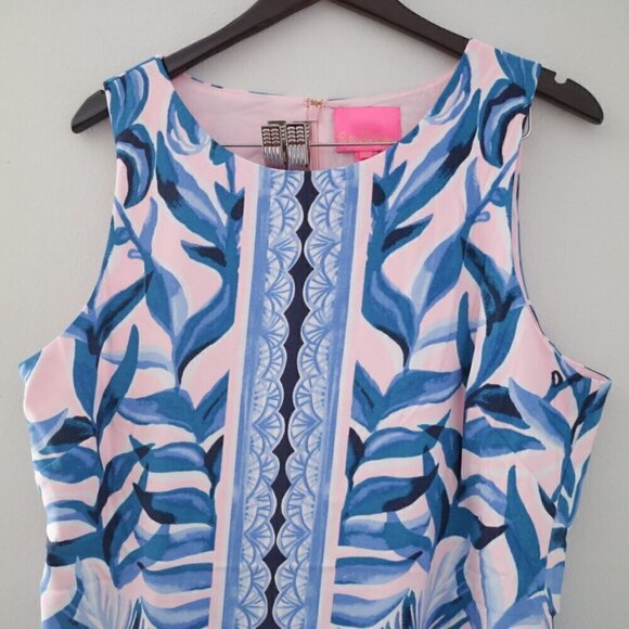 NWT Lilly Pulitzer Donna Engineered Romper Size 16 Blue Pink Tropics Tint Print - Picture 6 of 11